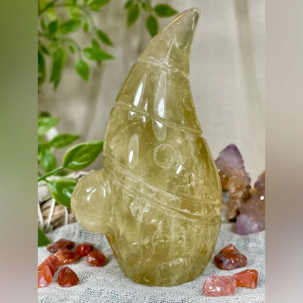 2513 Lemon Quartz Crystal Gnome Carving - Picture 4 of 11